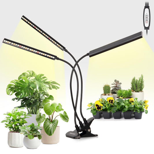 Skorter | Foxgarden® Growth Light Full Spectrum, Tri-Head Plant Light For Indoor Cultivation With Flexible Gooseneck, 156 LEDs Clamp Grow Lamp With 4/8/12H Timer, 4 Brightness Levels, Ideal For Indoor Growth