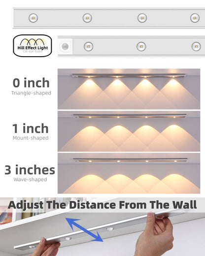 Skorter | Garto Silver LED Under Cabinet Motion Sensor Light, 60 cm, 2 Pack, USB Rechargeable