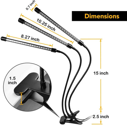 Skorter | Ipower Led Grow Light - Adjustable Goose Neck, Automatic On/Off, 3/9/12H Timer, Red&