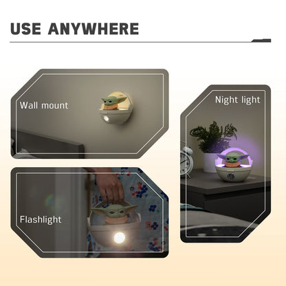 Skorter | Star Wars Baby Yoda Night Light - Color Changing Led Grogu Floating Bearer For Bed and Wall