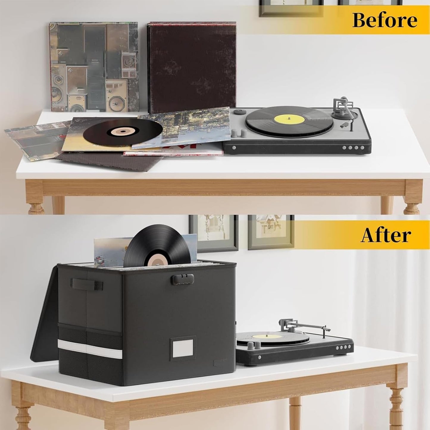 Skorter | Fireproof Record Storage Case – Waterproof Organizer for 150+ 12-Inch Records – Arcion