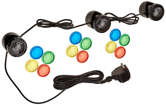 Skorter | Jebao Submersible Led Pond Light Set Of 3 - Red & White, Ideal For Garden & Landscape Lighting
