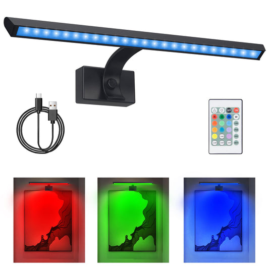 Skorter | Bigmonat 16" Wireless LED Picture Lighting, Remote Control, USB Rechargeable, Dimmable, Color Changeable