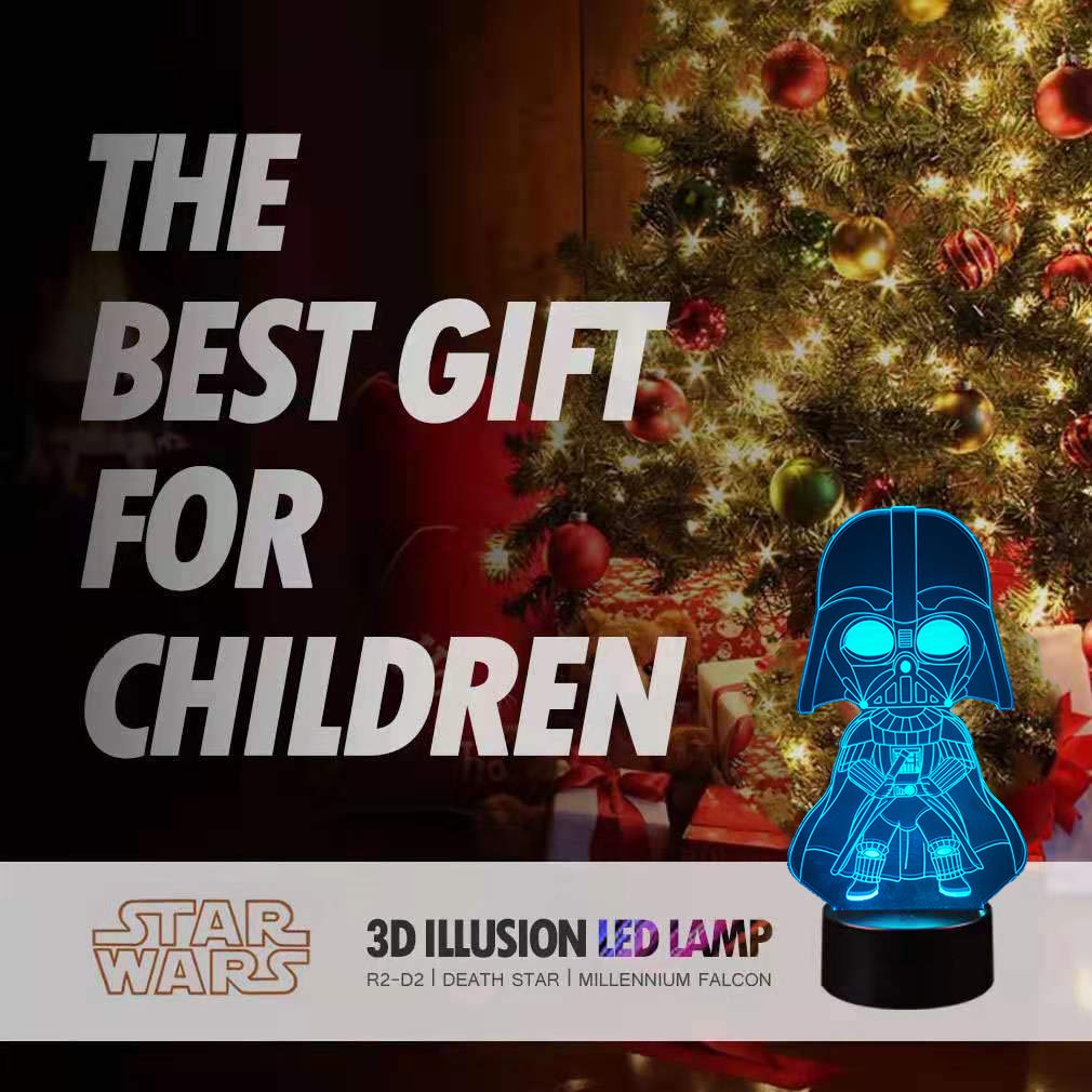 Skorter | Manco Star Wars 3D Illusion Night Light, 16 Color Changing Lamp - Baby Yoda, Darth Vader, Stormtrooper