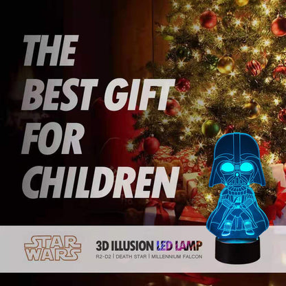 Skorter | Manco Star Wars 3D Illusion Night Light, 16 Color Changing Lamp - Baby Yoda, Darth Vader, Stormtrooper