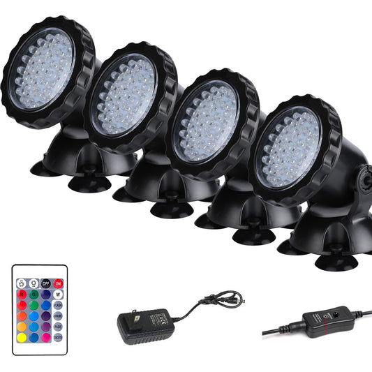 Skorter | Zhgservu Submersible Spotlight, Color Changing Remote Control, 36 Led, Ip68 For Pool & Garden