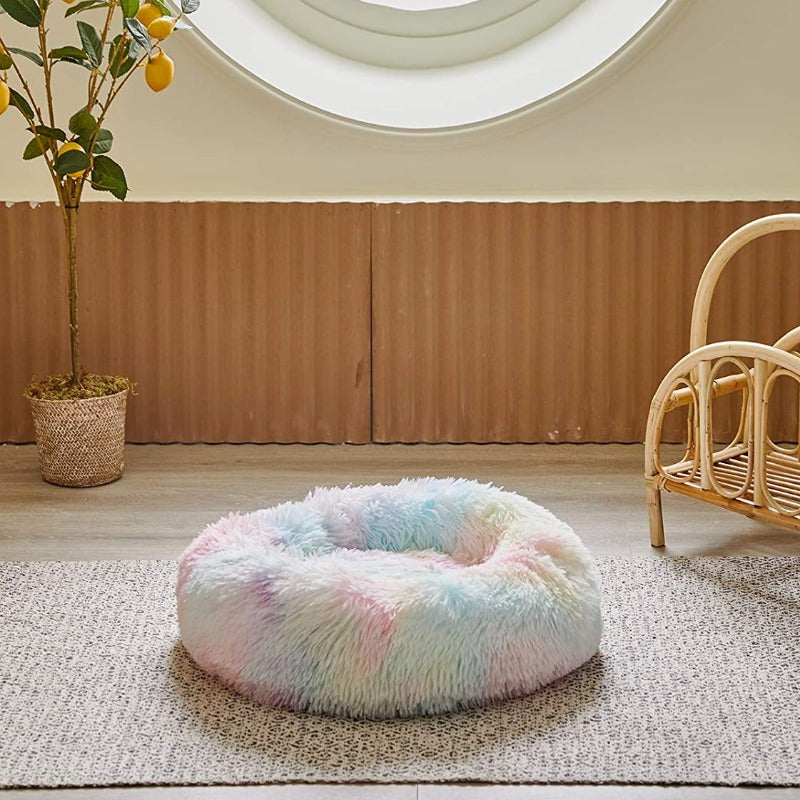 Skorter | Beef Rainbow Extra Plush Calming Donut Dog Beds