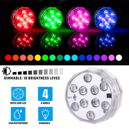 Skorter | Tepenar Submersible LED Pool Lights, Waterproof Remote Controlled Color Changing, 4 Pack