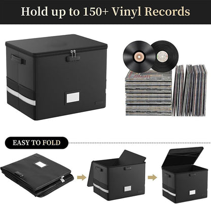 Skorter | Fireproof Record Storage Case – Waterproof Organizer for 150+ 12-Inch Records – Arcion