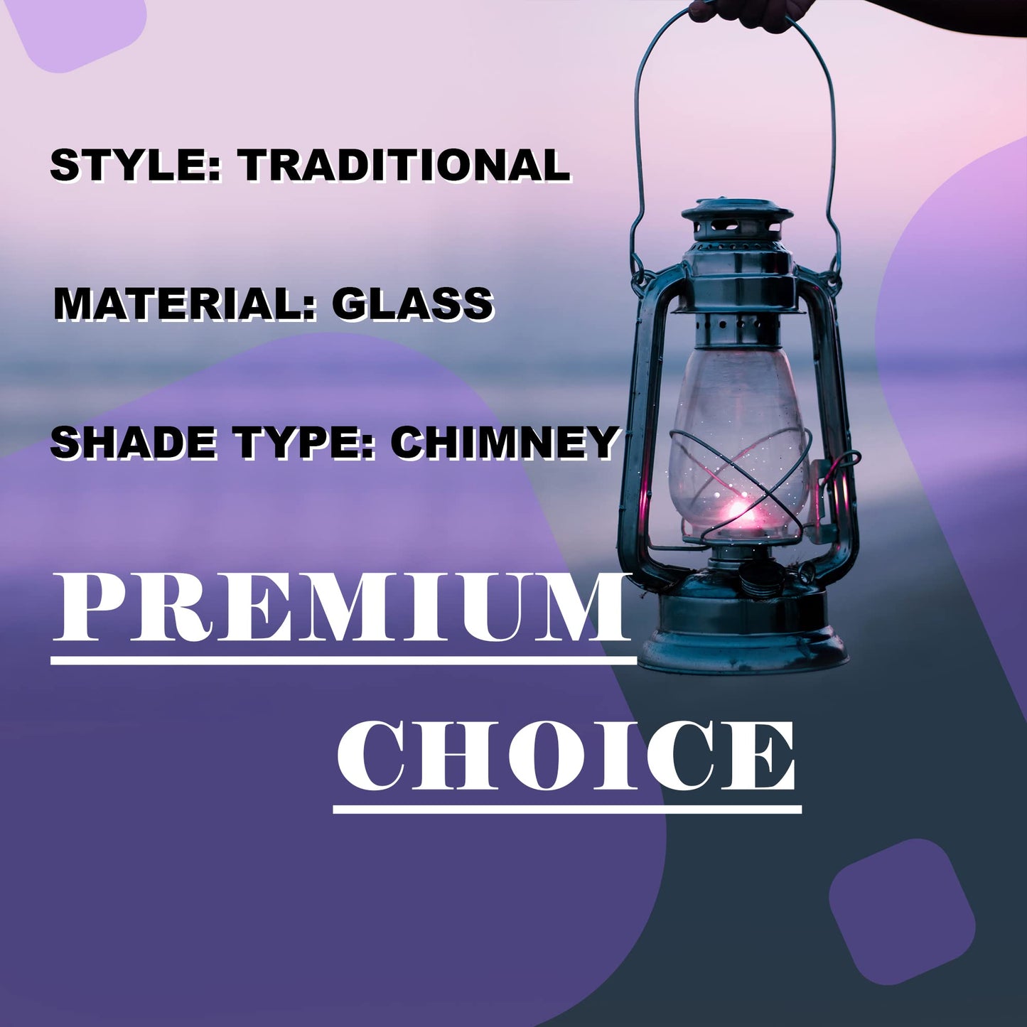 Skorter | Ciata Victorian Glass Oil Lamp Replacement Shade, 8.5&quot; Hand Blown Clear, 2 Pack