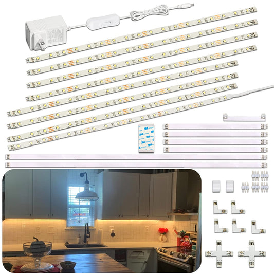 Skorter | Wobane 8Pcs Under Cabinet LED Light Bars, 12" Warm White, Kitchen & Home Display Lighting