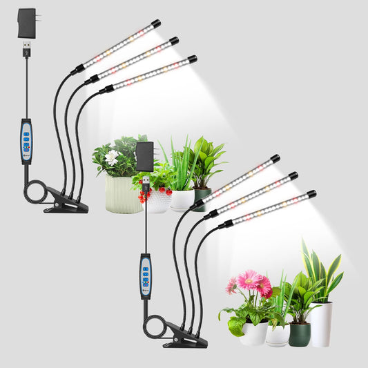 Skorter | Wolezek Grow Lights For Indoor Plants, 2 Pack 6000K Full Spectrum Plant Lamps Indoor, White Led Plant Grow Light With Automatic On & Off Timer 6/12/16H, 3 Modes, 5-Level Dimmable Brightness