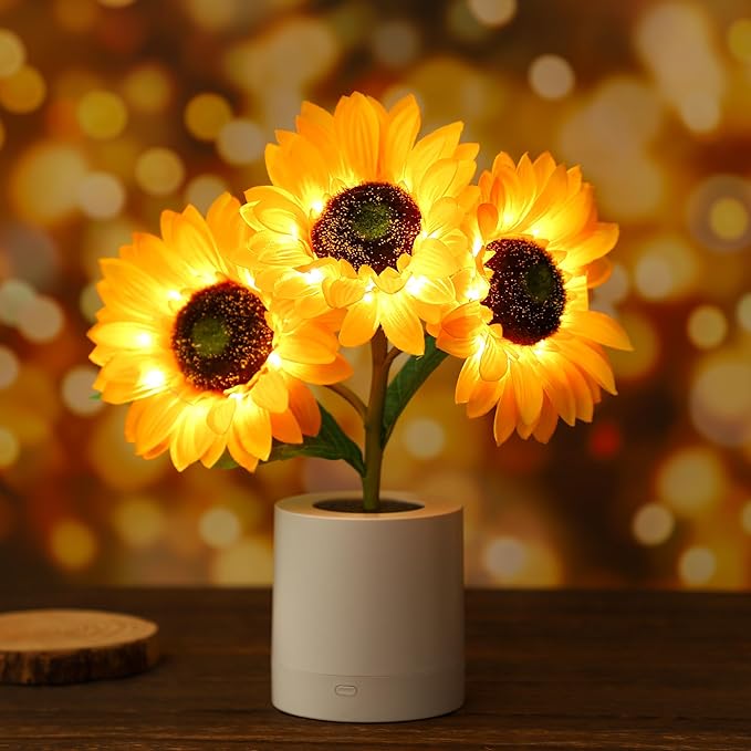 Skorter | LED Sunflower Table Lamp - Decorative Lighting Fixture for Home Decor & Nightstand Use