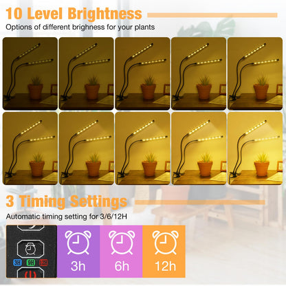 Skorter | Zyzykeji LED Grow Light 2-Pack, Full Spectrum Plant Light, 10-Level Dimmable, Automatic Timer