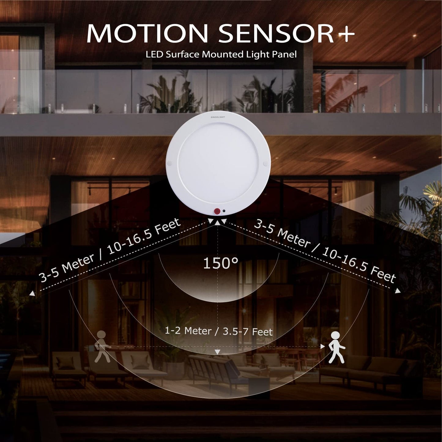 Skorter | Sincelight Pir Led Motion Sensor Ceiling Lamp, 18W Ultrathin, Warm White, Twilight Light