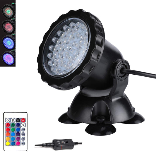 Skorter | Zhgservu Color Changing Underwater Pond Light With Remote Control, 36 Led Light Bulbs, Ip68 Waterproof
