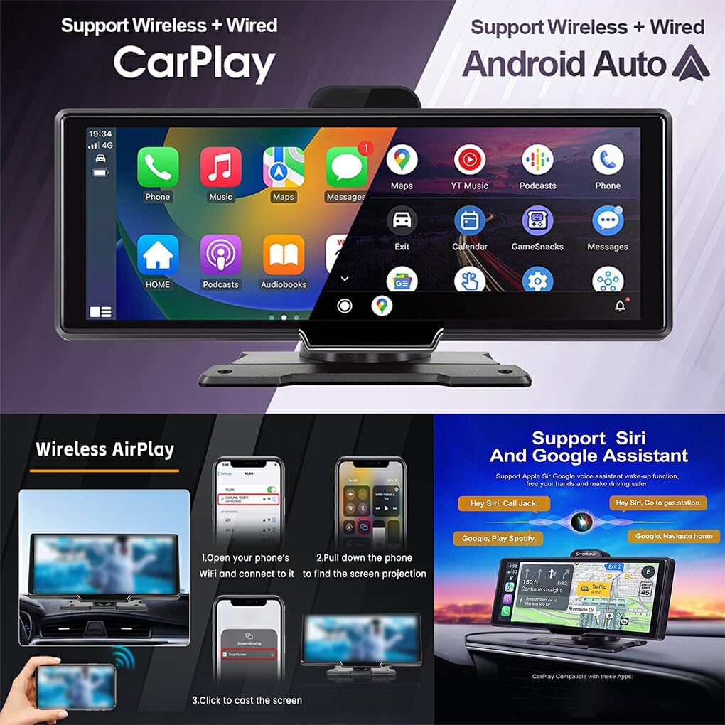 Skorter | CarVision Pro – Smart Car Display with Apple CarPlay, Android Auto & Dash Camera