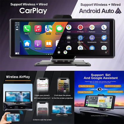 Skorter | CarVision Pro – Smart Car Display with Apple CarPlay, Android Auto & Dash Camera