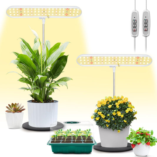 Skorter | Foxgarden® Growth Light, Full Spectrum Desk Grow Lamp With Base, Bright Led Plant Light With Automatic On/Off Timer 4/8/12H, 4 Dimmable Brightness Levels, Height Adjustable, Ideal For Indoor Plants, 2 Packs