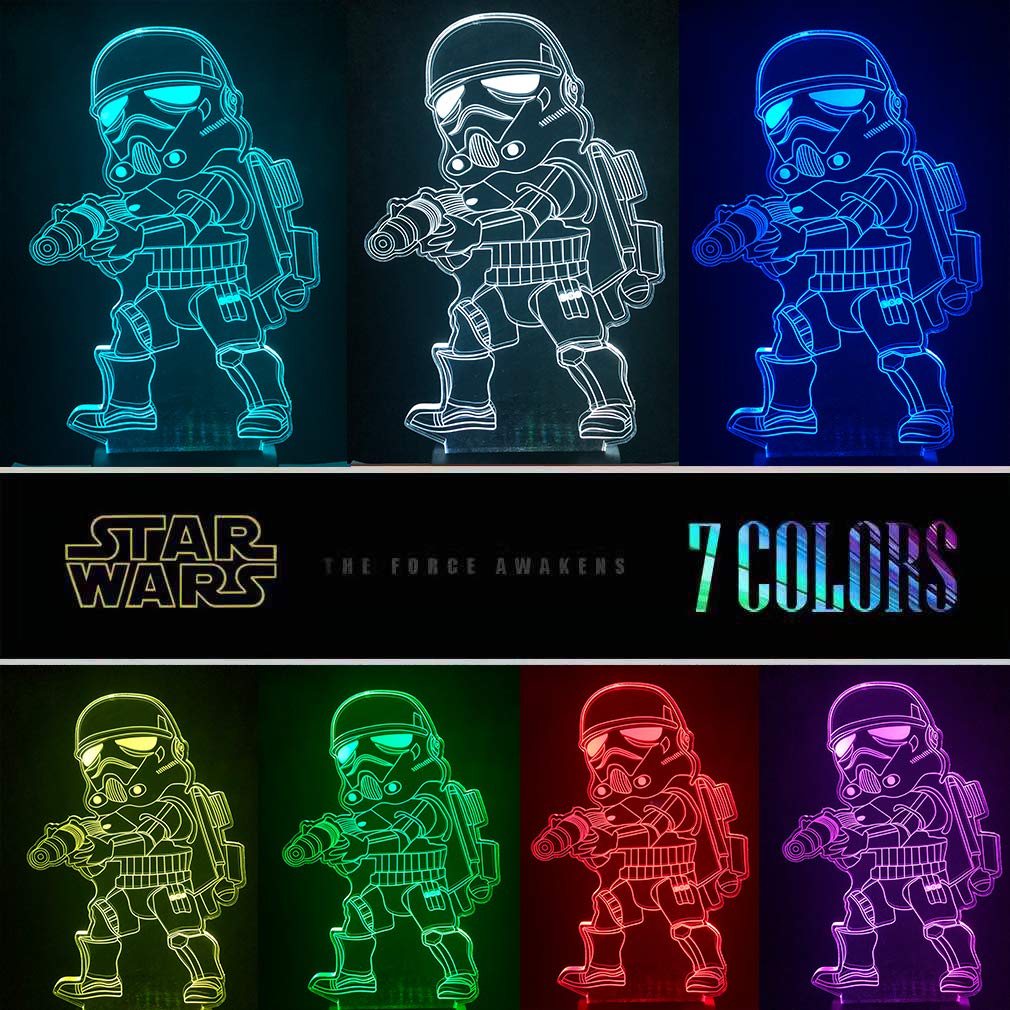 Skorter | Manco Star Wars 3D Illusion Night Light, 16 Color Changing Lamp - Baby Yoda, Darth Vader, Stormtrooper