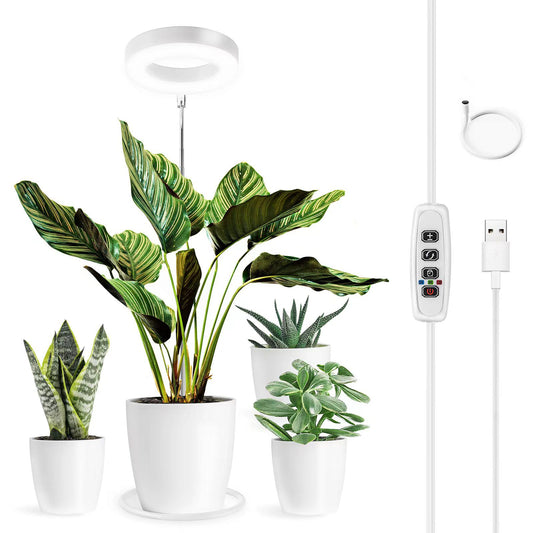Skorter | Fafagrass Growth Light For Indoor Plants, Full Spectrum Led Halo Plant Light With Stand Height Adjustable Automatic Timer, 9 Dimmable Levels 3 Colors Red Blue White Spectrum For Indoor Plants Growth