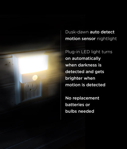 Skorter | Westek Led Motion Sensor Night Light - Energy Efficient, Twilight/Daylight, Warm Glow, Ultra-Thin, White