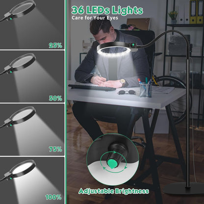 Skorter | Full-Page Magnifying Glass with LED Light – Hands-Free Reading Aid for Books, Crafts & Hobbies