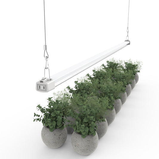 Skorter | Apicdom Led Grow Light 4Ft Full Spectrum Compact Linkable Light Fixture For Indoor Greenhouse All Year Plant Seedlings, Essential Growth Slim Hanging Suspended Strips