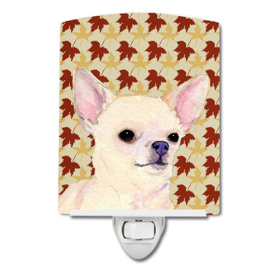 Skorter | Caroline's Treasures Chihuahua Night Lamp - Ceramic, Autumn Leaves Design, 6X4X3, Multicolored