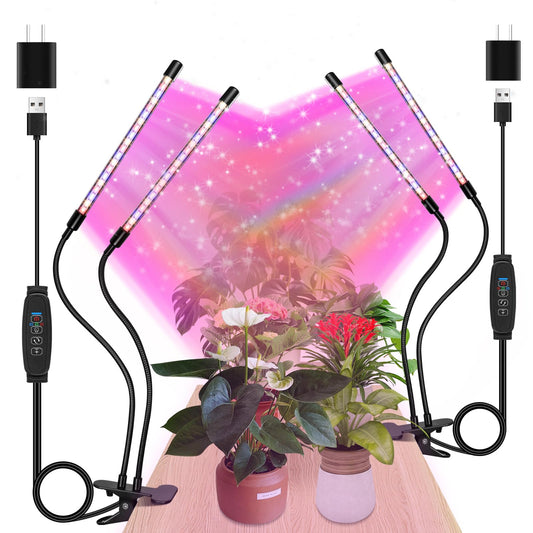 Skorter | Zyzykeji LED Grow Light 2-Pack, Full Spectrum Plant Lighting With Clamp, 10-Level Dimmable, Auto Timer