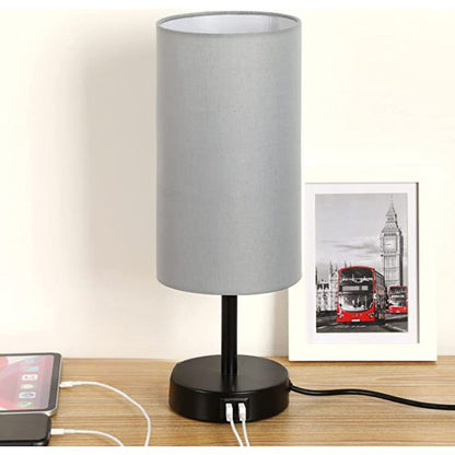 Skorter | Touch Control Table Lamp - Table lamp with USB ports and 3-way dimmable flaxen shade