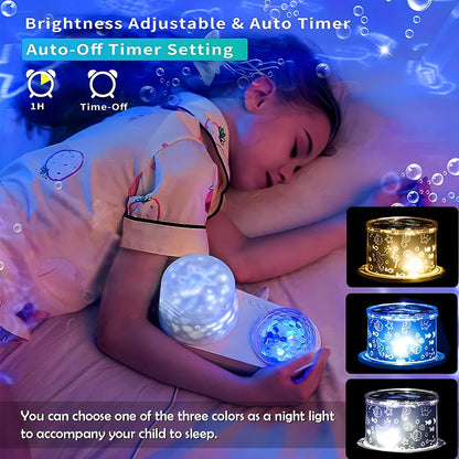 Skorter | Onxe Ocean Kids Night Light Projection - 360° Rotating Jellyfish Lamp With 7 Movies & Timer