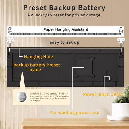 Skorter | 16-Inch RGB Digital Wall & Desk Alarm Clock with Remote – Lumeris