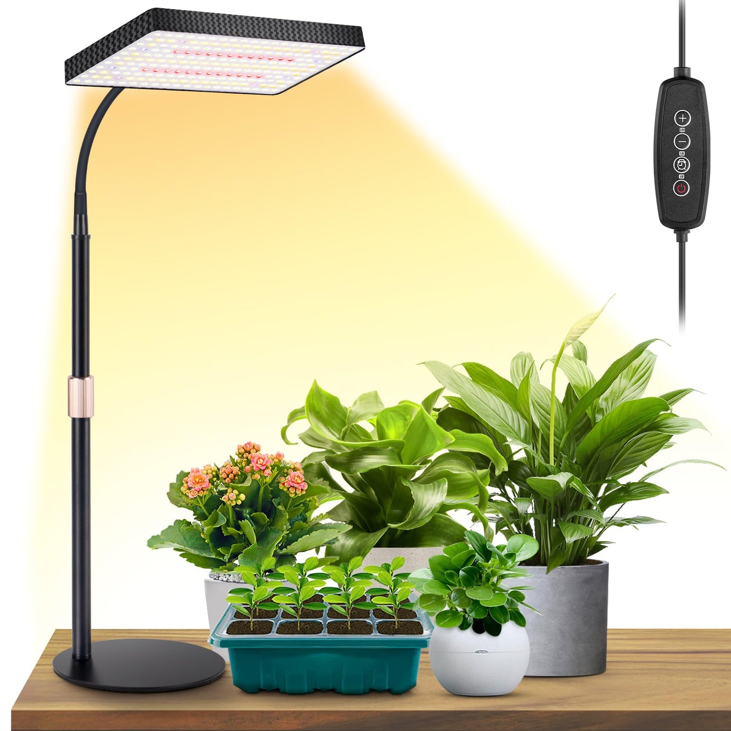 Skorter | Lbw Grow Light For Indoor Plants Full Spectrum, 214 Leds Plant Light For Indoor Growth, Desk Plant Growth Light Indoor With Timer 4/8/12H, 6 Dimmable Levels, Plant Lamp Height Adjustable 10"-26"
