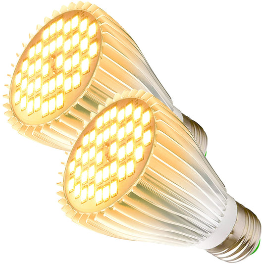 Skorter | Milyn 2 Pack LED Grow Bulb, 30W Full Spectrum Plant Bulb Warm LED Grow Light For Indoor Plants Vegetables, Flowers, Houseplants And Seedlings, E26 Bulb For Greenhouse, Garden, Hydroponic