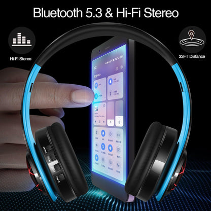 Skorter | Over-Ear v5.3 Bluetooth Headphones - Stereo & LED Light