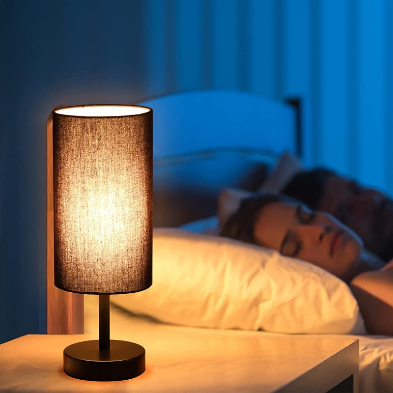 Skorter | Touch Control Table Lamp - Table lamp with USB ports and 3-way dimmable flaxen shade