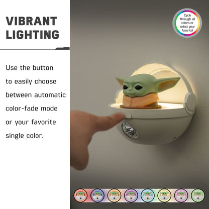 Skorter | Star Wars Baby Yoda Night Light - Color Changing Led Grogu Floating Bearer For Bed and Wall