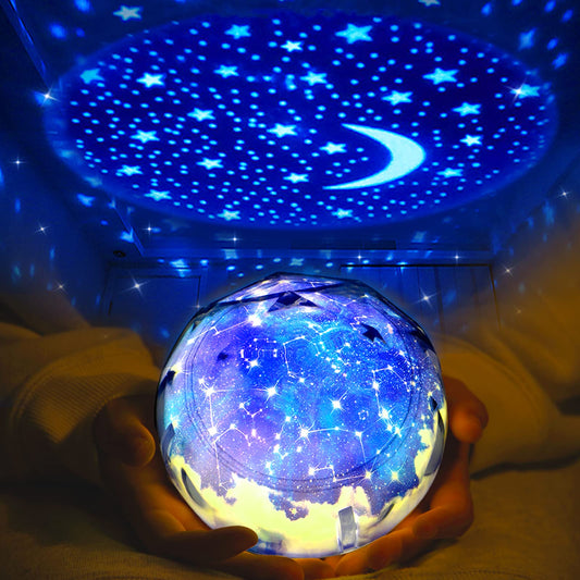Skorter | Elmchee Star Night Light Projector Lamp For Kids - Blue, 3 Film Sets, Romantic Bedroom Decor
