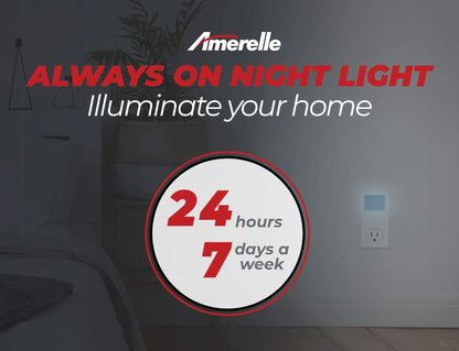 Skorter | Amerelle Always-On Blue Night Light - 4 Pack LED Plug-In Light for Bedroom, Bathroom, Children's Room