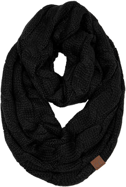 Skorter | Funky Junque’s Beanies Matching Ribbed Winter Warm Cable Knit Infinity Scarf