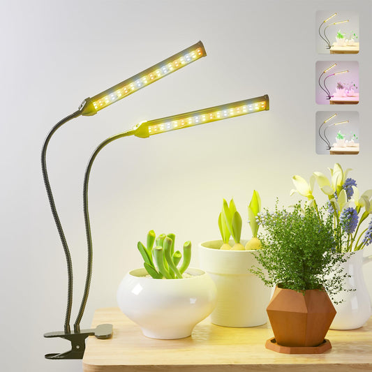 Skorter | Gooingtop Growth Light Gooseneck Led Lamp, 80W 5000K Full Spectrum Plant Lamp Clip-On Desk For Indoor Small Plants Growth, Timers 4 8 12 18 Hours, Brightness & Color Spectrum Changeable
