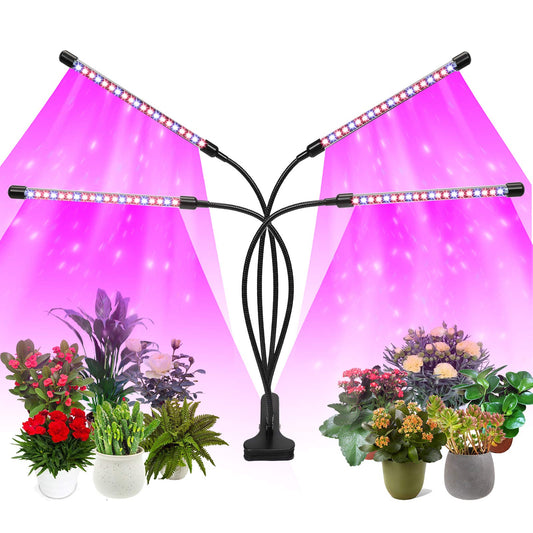Skorter | Felibeaco Plant Growth Light Indoor, 4 Head Led Growth Lamp For Indoor Plants, 80W Full Spectrum Plant Light With Auto On/Off Timer, 10 Dimmable Brightness Levels, 360° Flexible Gooseneck, 3 Switch Modes