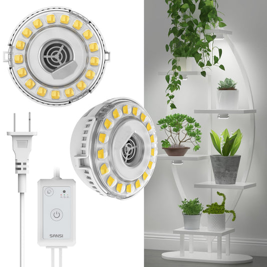 Skorter | Sansi 10W Puck Grow Light - Full Spectrum Led Indoor Plant Lamp With Timer & 4-Level Dimming