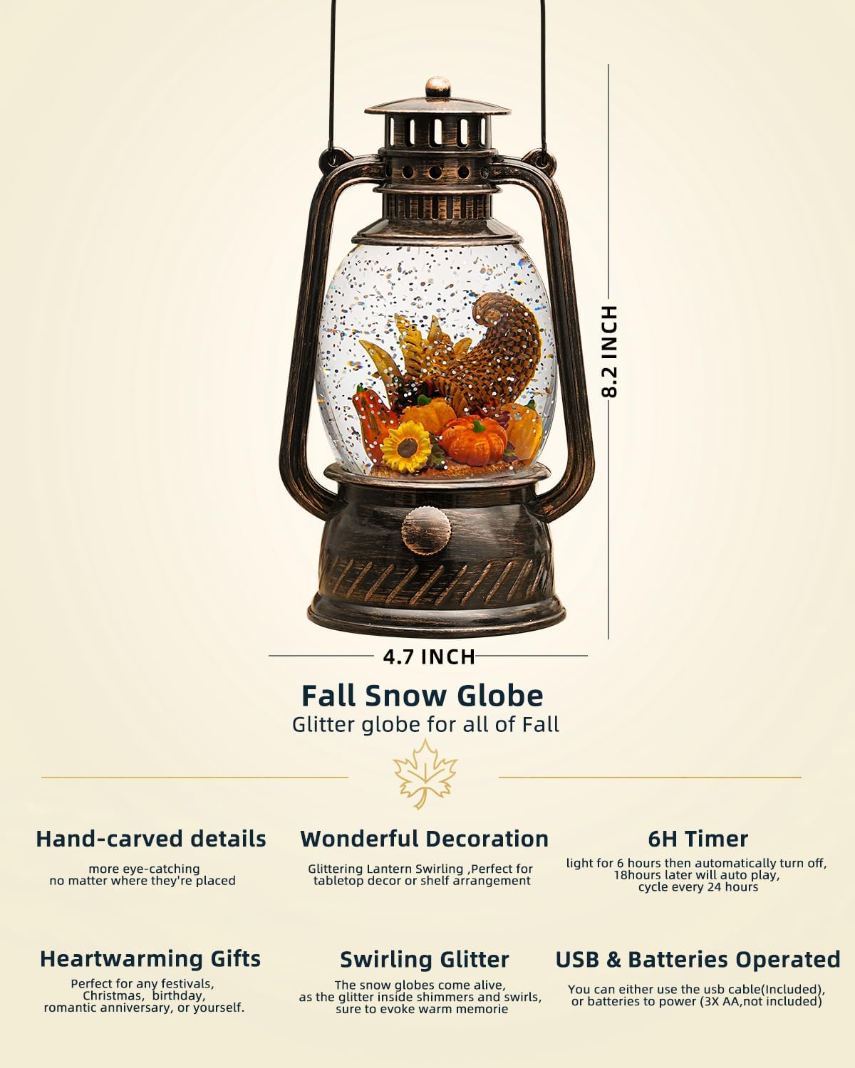 Skorter | Autumn Gloss Decorative Lamp with Pumpkins – Warm LED Light and 6-Hour Timer