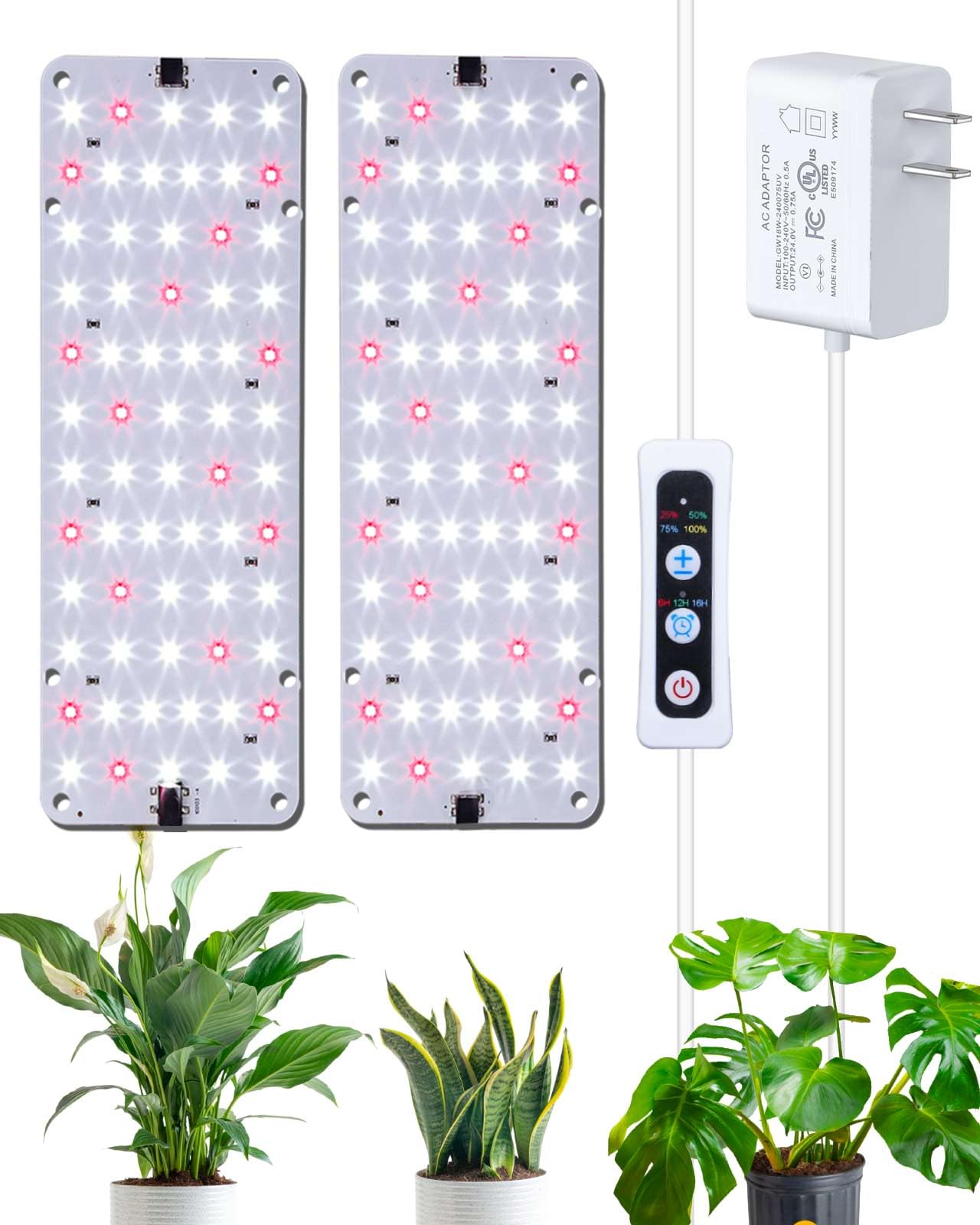 Skorter | Aplant Growth Light for Indoor Plants, Dimmable Plant Lighting, 6/12/16H Timer Setting Led Grow Light Strip Full Spectrum, Ultra-thin Plant Growth Light Panels, Under Cabinet Grow Lights for Indoor Houseplants, 20W