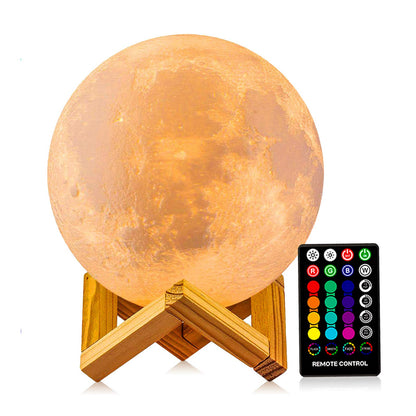 Skorter | Dtoetkd 3D Moon Lamp 6 Inches, 16 Colors, Touch Control, USB Rechargeable - Perfect Gift For Children