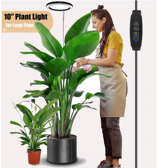 Skorter | 10&quot; Grow Light For Indoor Plants Full Spectrum, Indoor Plant Light For Indoor Growth With 160 Leds, Height Adjustable Led Grow Light For Large Plants, Automatic On/Off Timer 3/9/12H, 9 Dimmable Brightness Levels