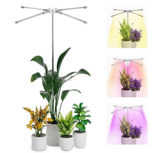 Skorter | Yuymika Plant Growth Light With 4 Adjustable Light Strips - 96Led Growth Light For Indoor Plants With Full Spectrum Mode, Height Adjustable From 11.8~59 Inches And 3/9/12H Timer, 5V3A US Plug Included