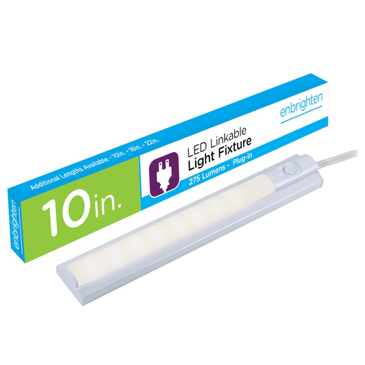 Skorter | Enbrighten 10" Led Under-Cabinet Lighting, 3000K Clear White, 275 Lumen, Plastic Housing